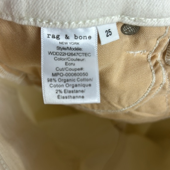RAG AND BONE HIGH RISE ANKLE CIGARETTE DENIM JEANS IN ECRU 25 - Picture 12 of 12